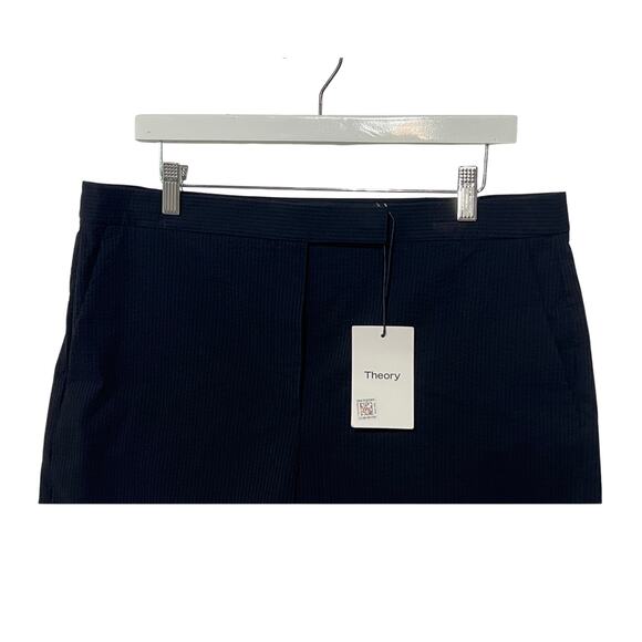 THEORY WOMENS SIZE 12 WAIST TAB SEER SUIT SHORTS STRETCH NAVY NEW - Picture 6 of 15